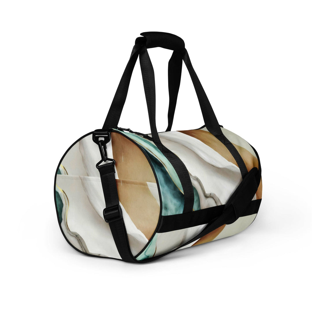 Crossbody Water-resistant Travel Bag Cream White Green Marbled Print - Bags