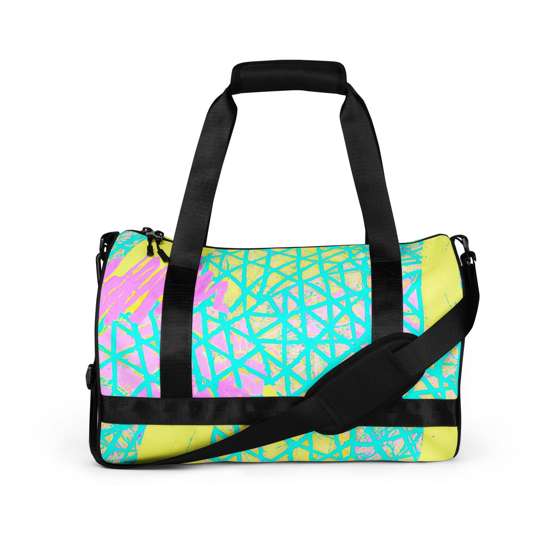 Crossbody Water-resistant Travel Bag Cyan Blue Lime Green and Pink - Bags