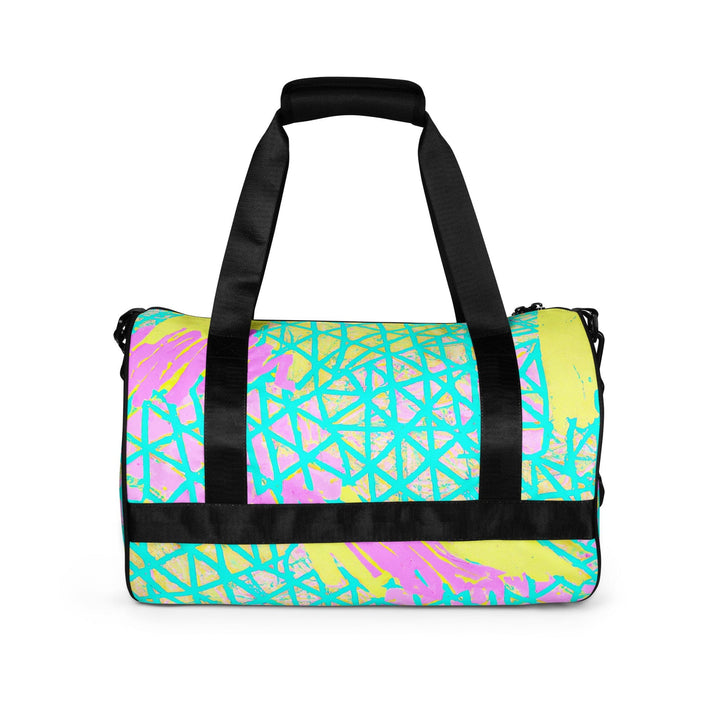 Crossbody Water-resistant Travel Bag Cyan Blue Lime Green and Pink - Bags