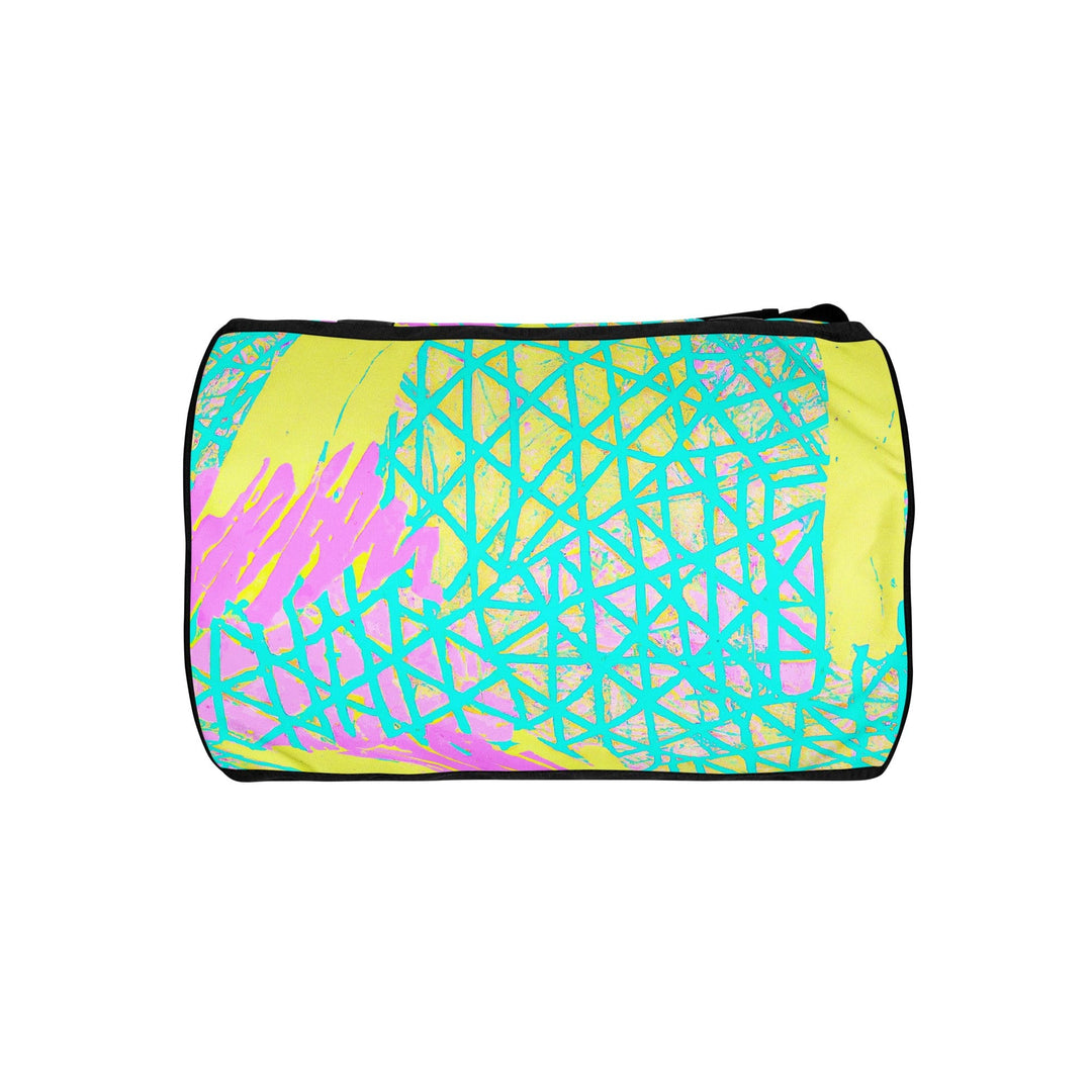 Crossbody Water-resistant Travel Bag Cyan Blue Lime Green and Pink - Bags