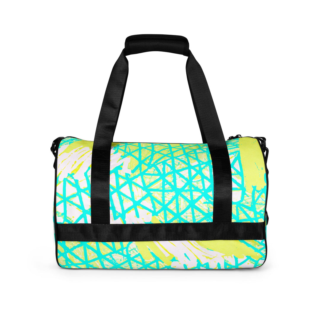 Crossbody Water-resistant Travel Bag - Cyan Blue Lime Green and White - Bags