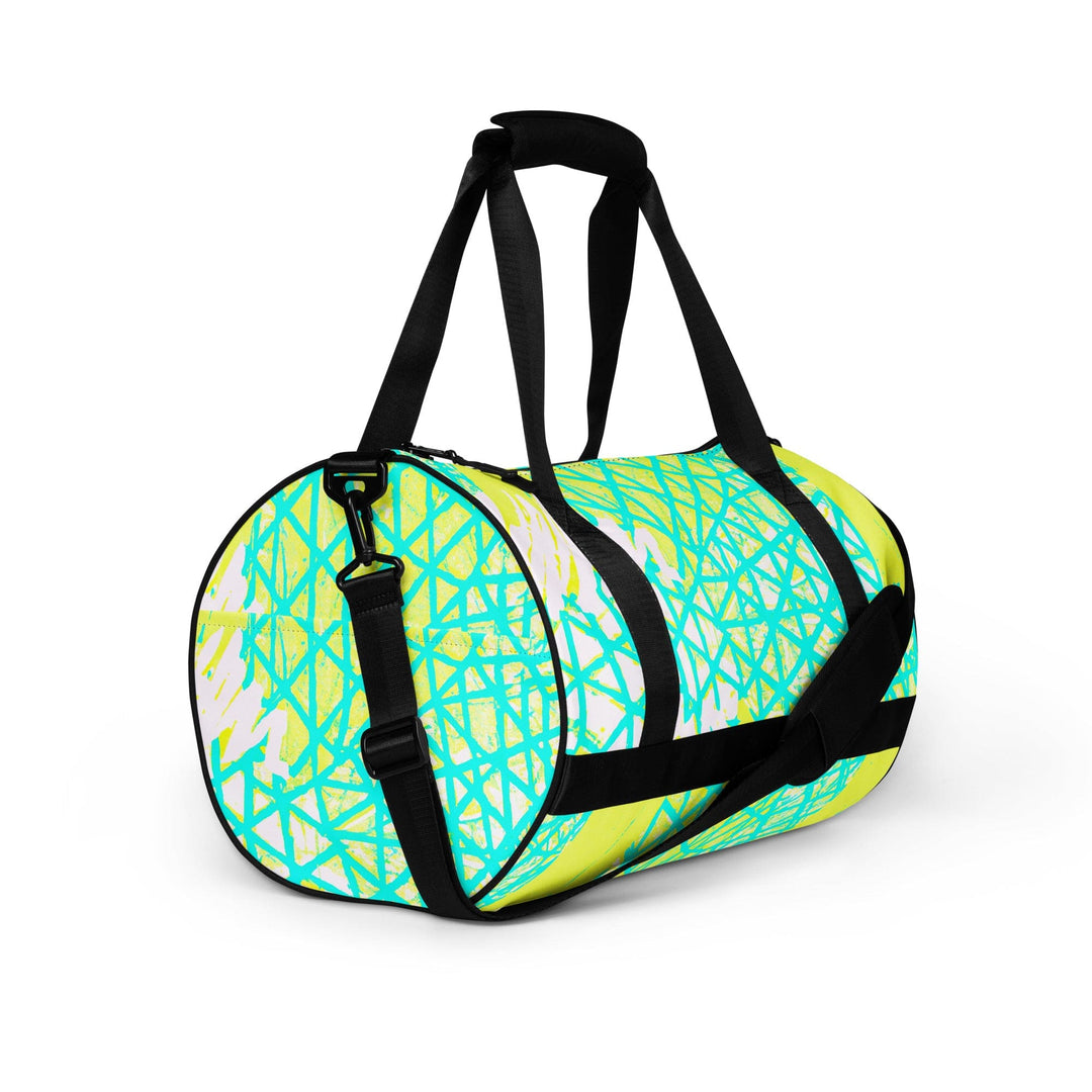 Crossbody Water-resistant Travel Bag - Cyan Blue Lime Green and White - Bags