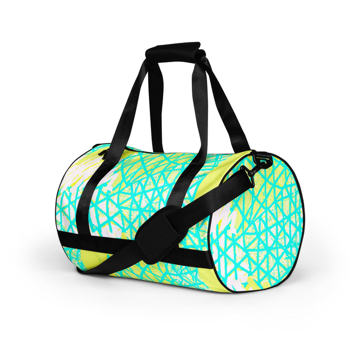 Crossbody Water-resistant Travel Bag - Cyan Blue Lime Green and White - Bags