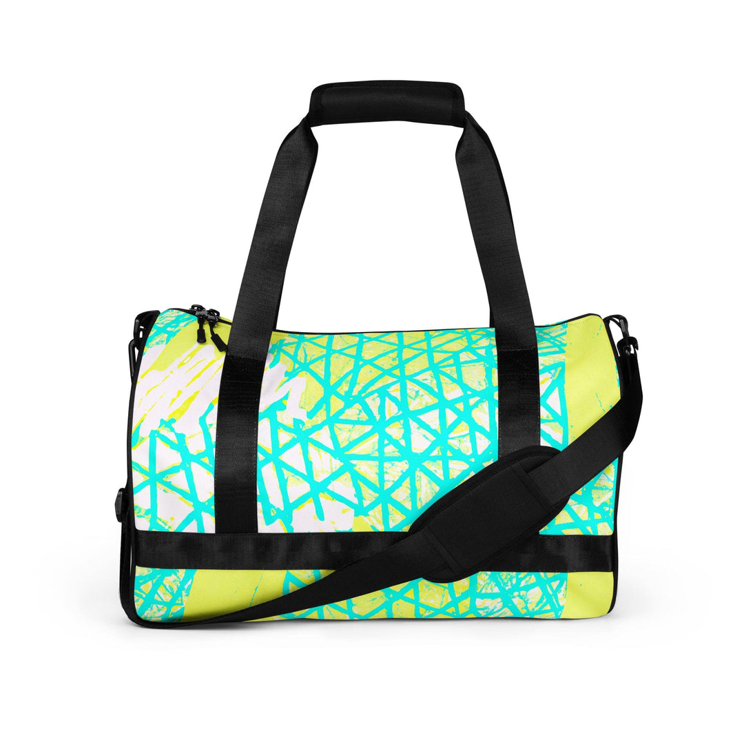 Crossbody Water-resistant Travel Bag - Cyan Blue Lime Green and White - Bags