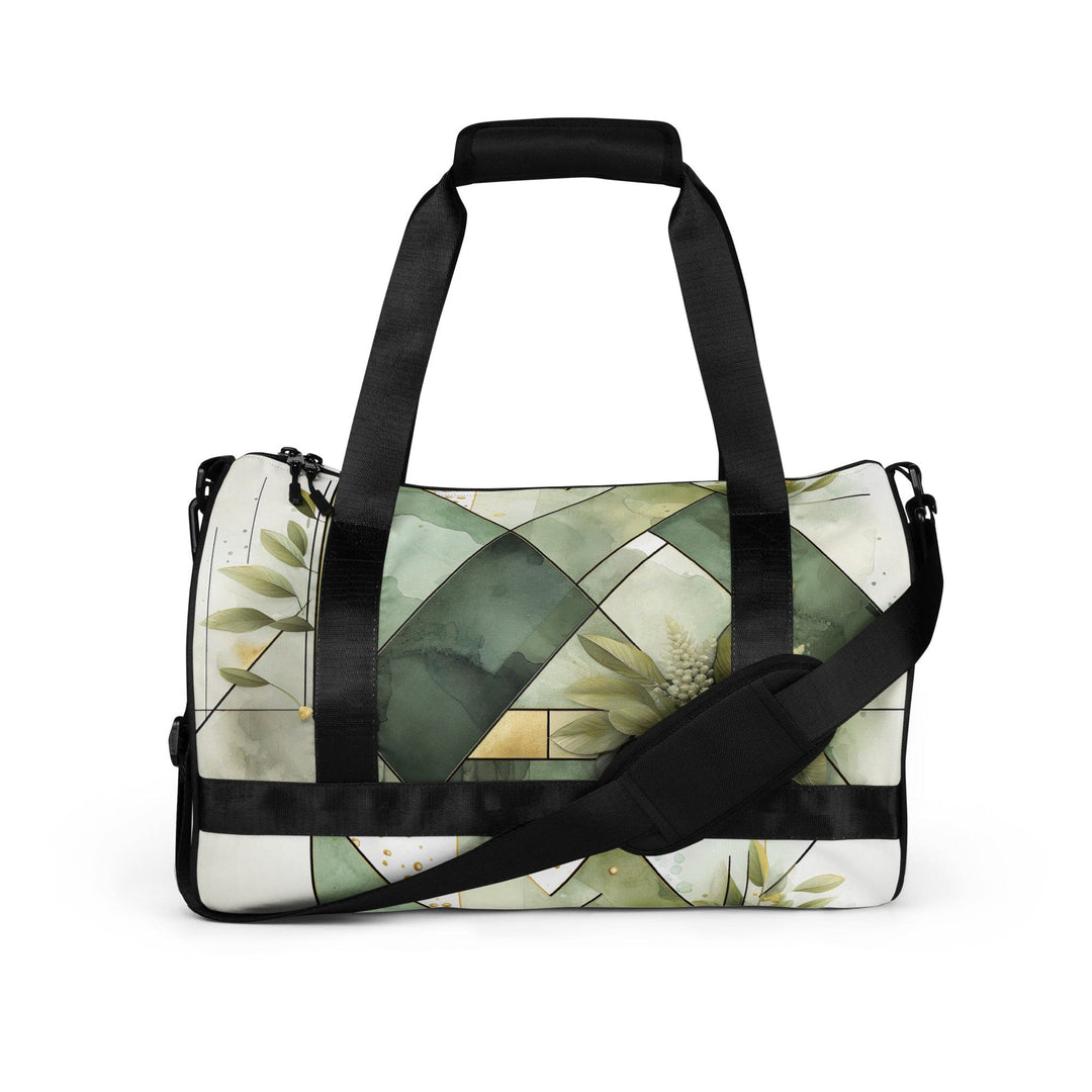 Crossbody Water-resistant Travel Bag Olive Green Mint Leaf Geometric - Bags