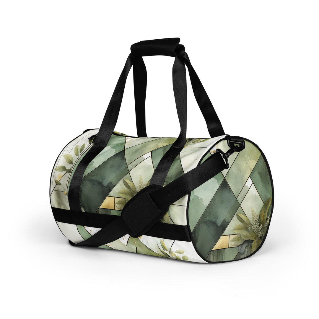 Crossbody Water-resistant Travel Bag Olive Green Mint Leaf Geometric - Bags