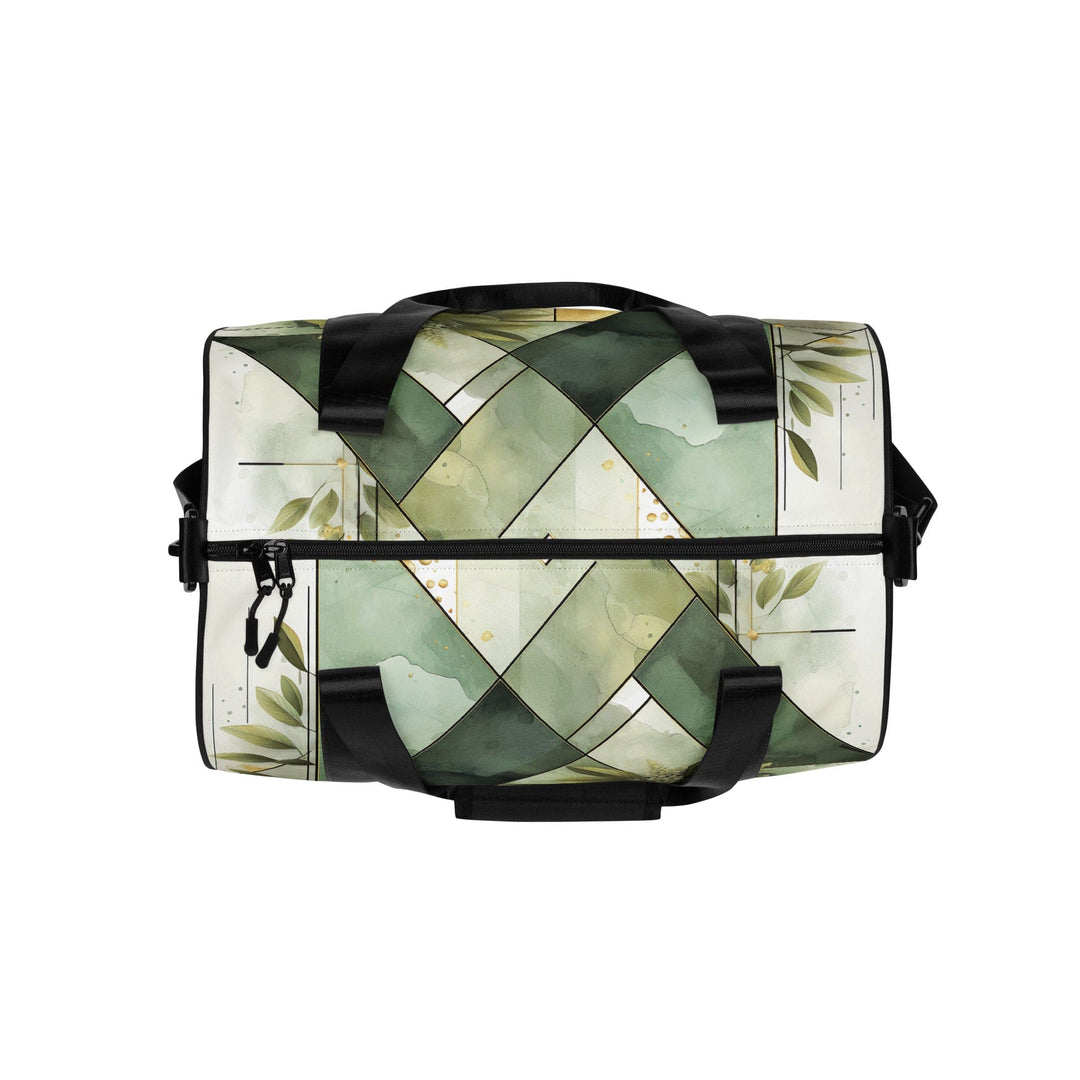 Crossbody Water-resistant Travel Bag Olive Green Mint Leaf Geometric - Bags