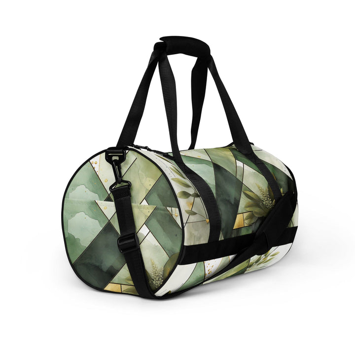 Crossbody Water-resistant Travel Bag Olive Green Mint Leaf Geometric - Bags