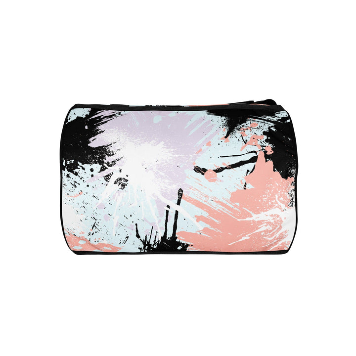 Crossbody Water-resistant Travel Bag - Pink Black Abstract Pattern