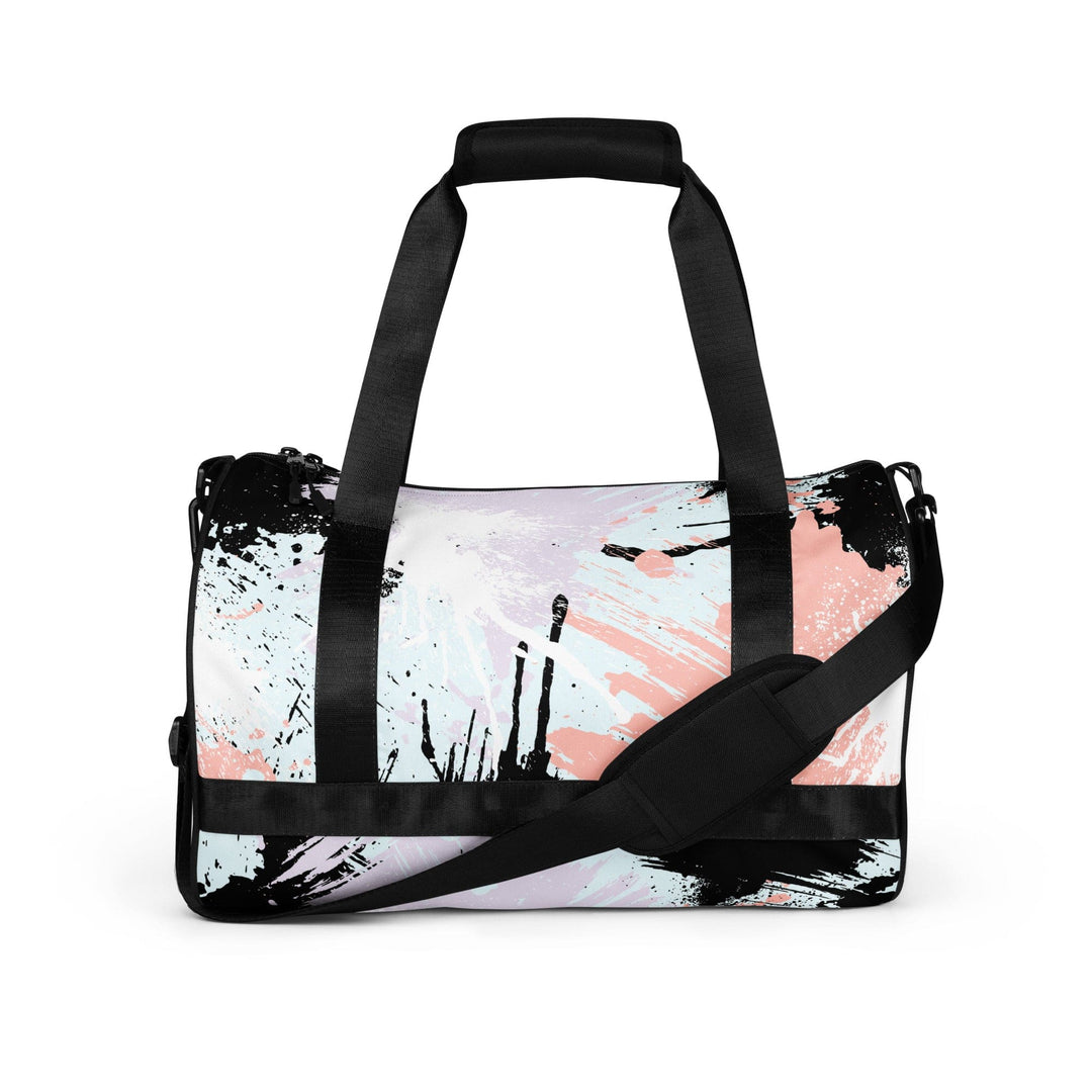 Crossbody Water-resistant Travel Bag - Pink Black Abstract Pattern