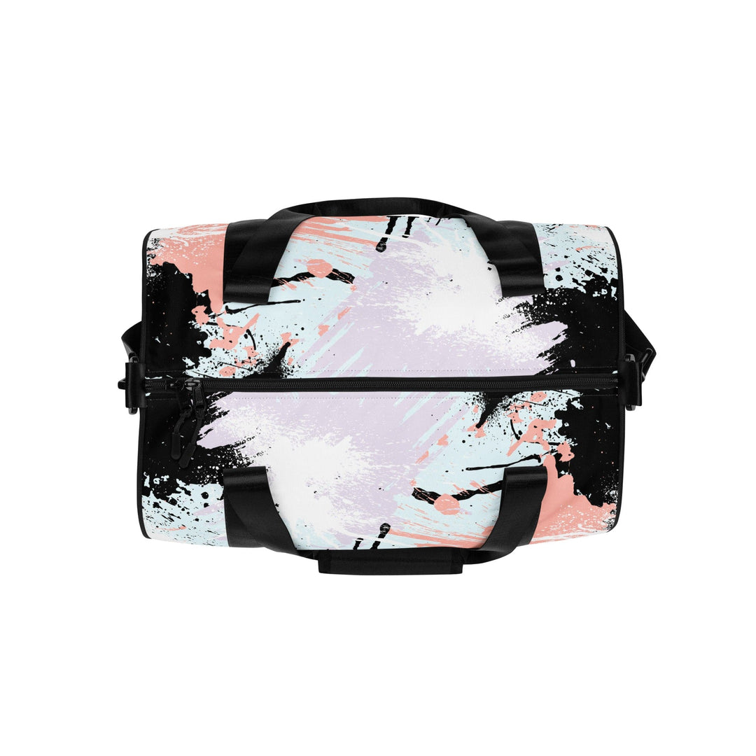 Crossbody Water-resistant Travel Bag - Pink Black Abstract Pattern