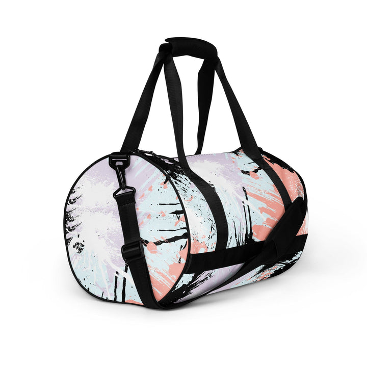 Crossbody Water-resistant Travel Bag - Pink Black Abstract Pattern
