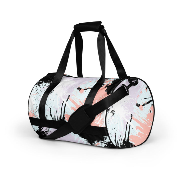 Crossbody Water-resistant Travel Bag - Pink Black Abstract Pattern