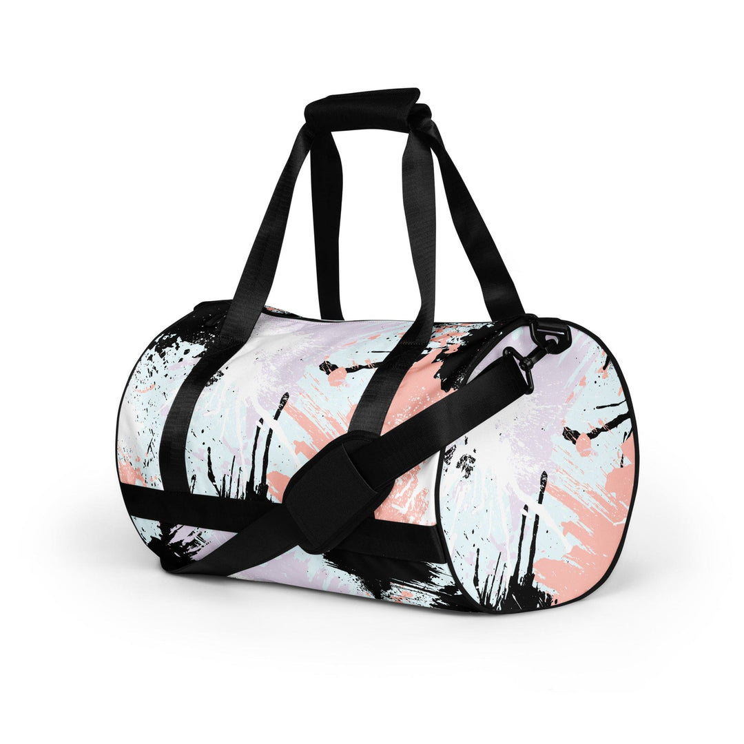 Crossbody Water-resistant Travel Bag - Pink Black Abstract Pattern