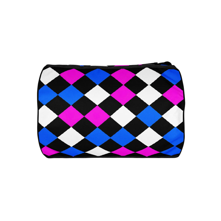 Crossbody Water-resistant Travel Bag Pink Blue Checkered Pattern - Bags