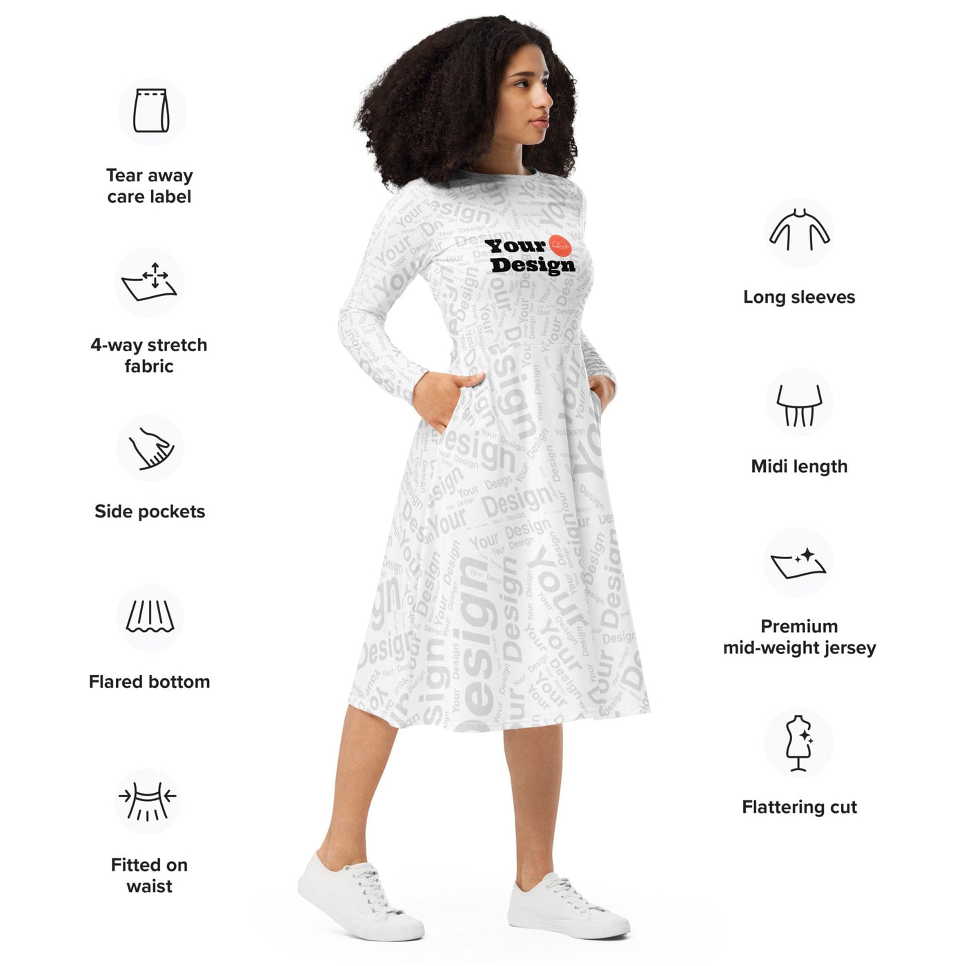 Custom Long Sleeve Midi Dress - Custom | Dresses