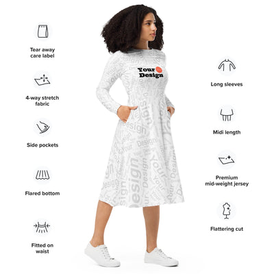 Custom Long Sleeve Midi Dress - Custom | Dresses