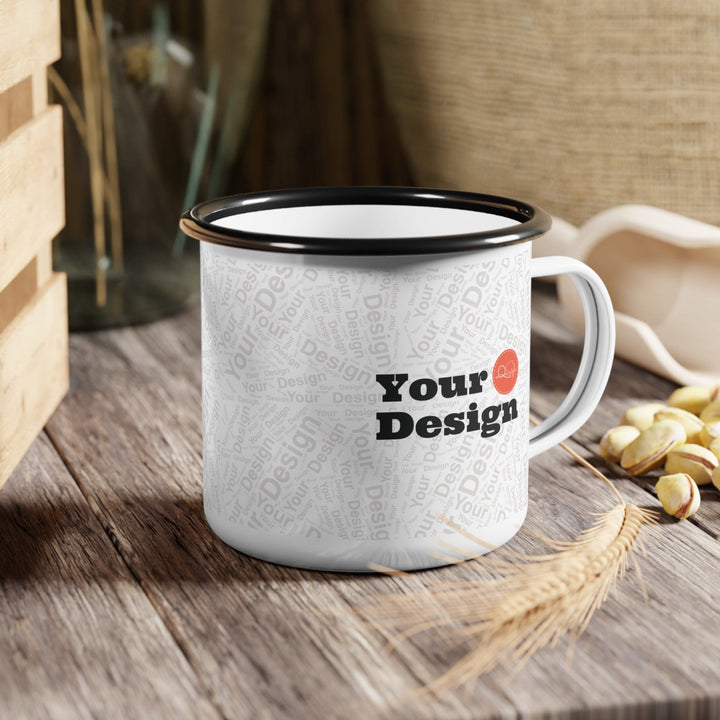 Custom Print Enamel Camp Mug 17oz Black Rim - Custom | Drinkware