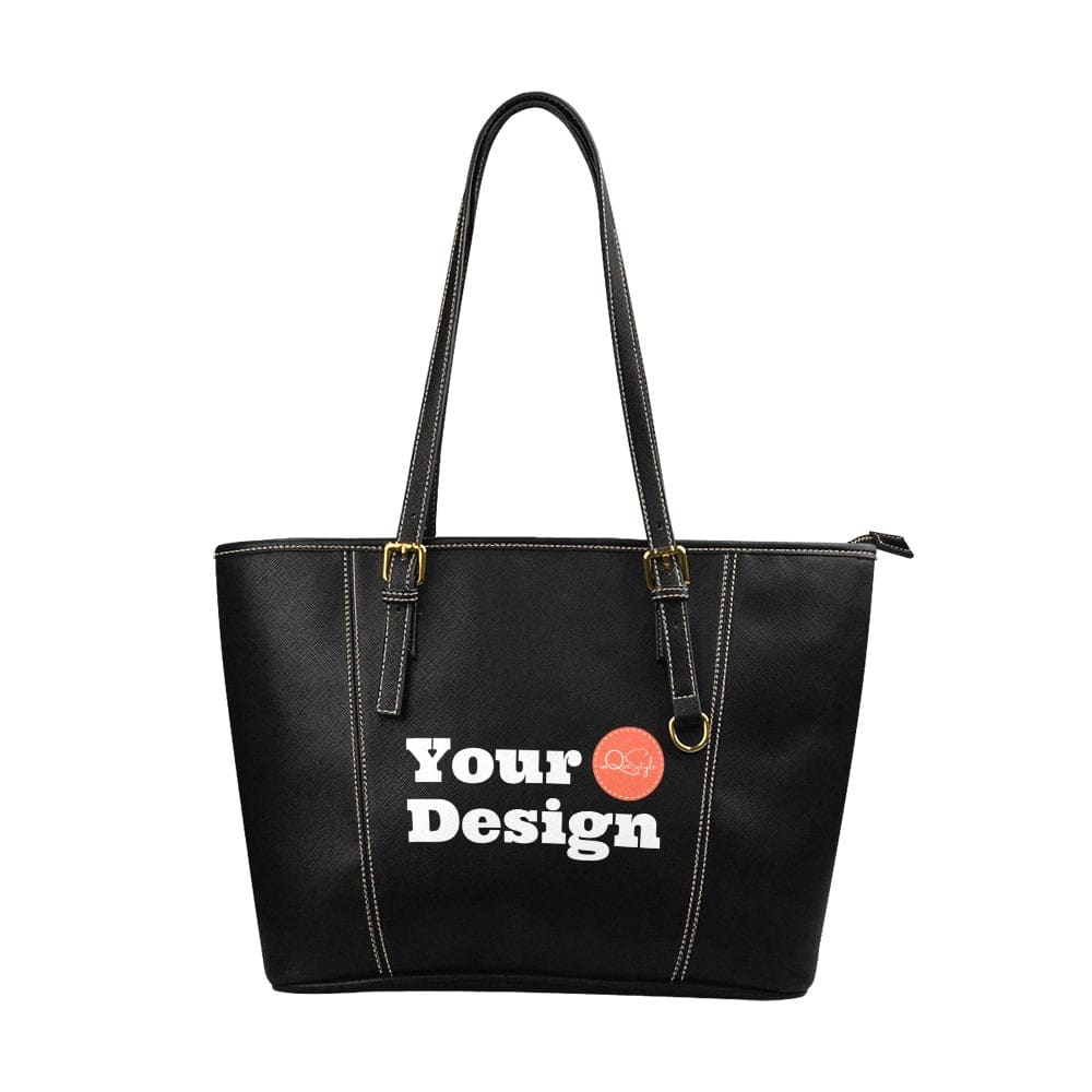 Custom PU Leather Tote Bag add Initial Monogram or Design Image for Print