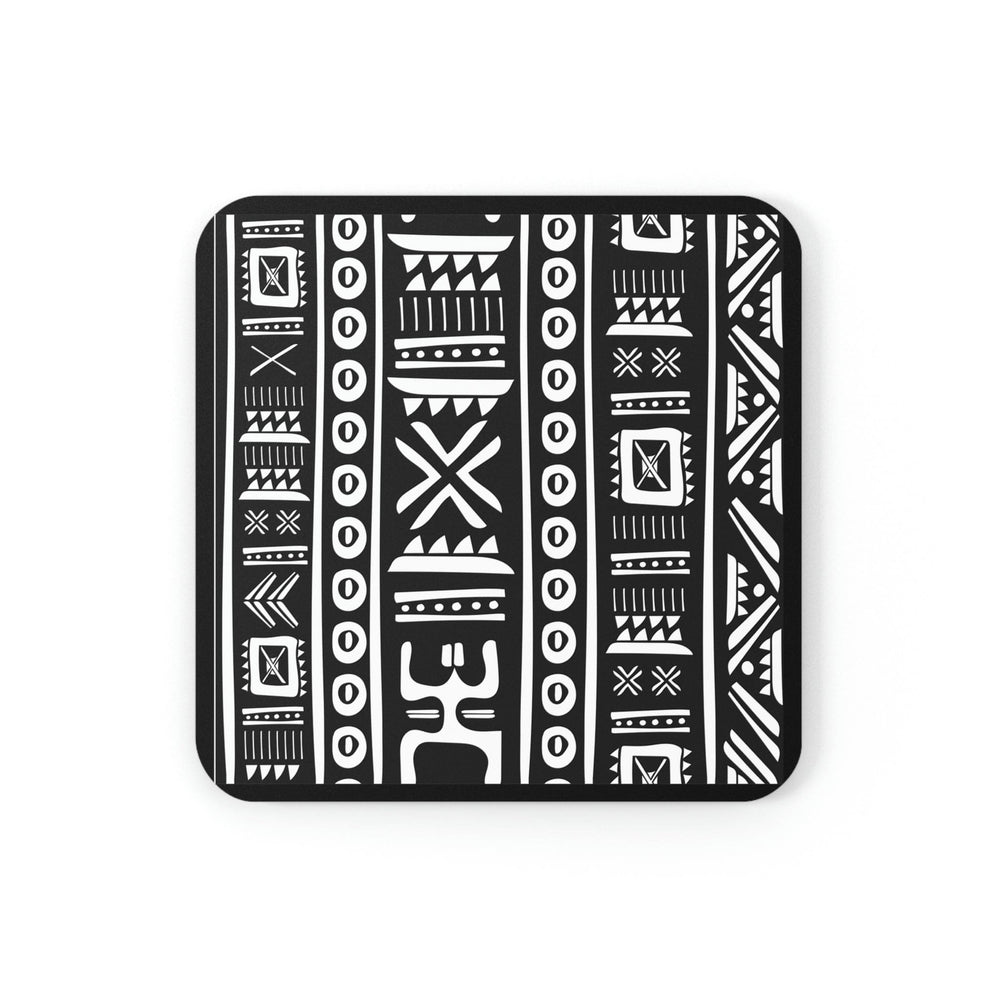 Decor - Coaster Set 4 Piece Home/office Black and White Tribal Pattern Black