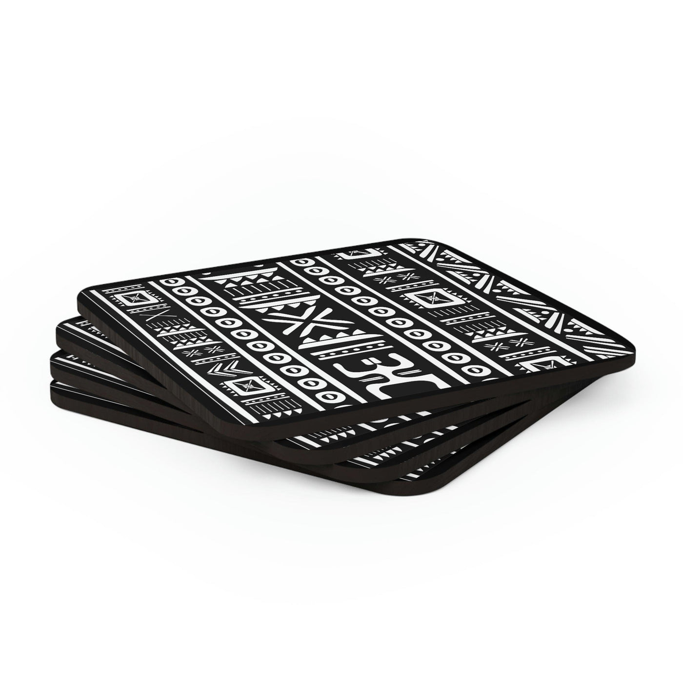 Decor - Coaster Set 4 Piece Home/office Black And White Tribal Pattern African