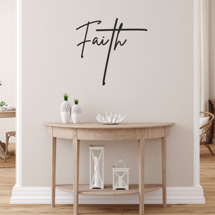 Decor - Faith Script Removable Vinyl Wall Decal Easy Peel and Stick Wall Art