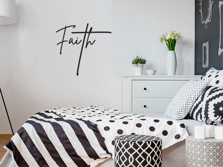 Decor - Faith Script Removable Vinyl Wall Decal Easy Peel and Stick Wall Art