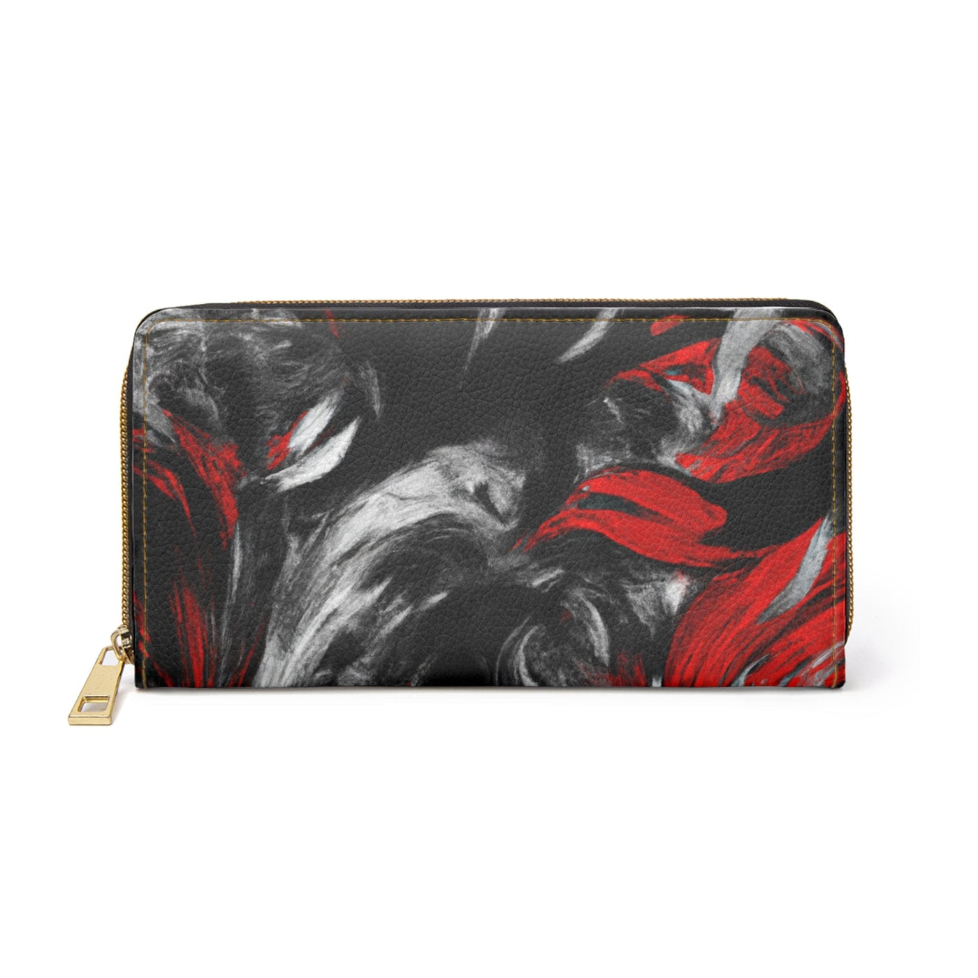 Decorative Black Red White Abstract Seamless Pattern Womens Zipper Wallet