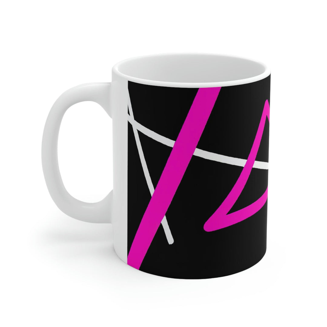 Decorative Ceramic Coffee Mug 11oz and Pink Geometric Pattern
