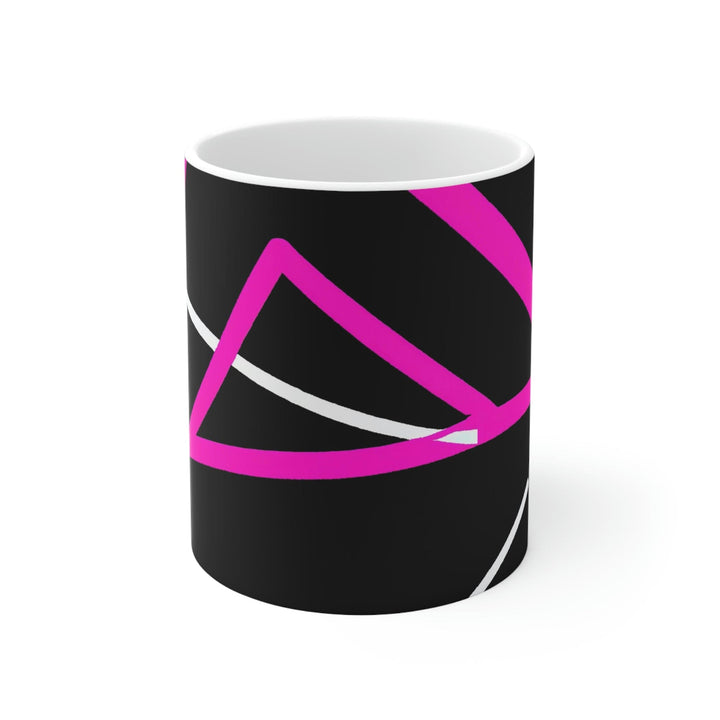 Decorative Ceramic Coffee Mug 11oz and Pink Geometric Pattern