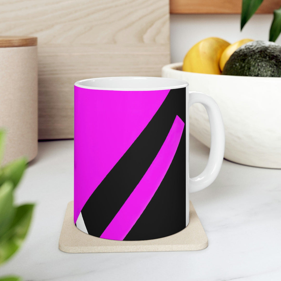 Decorative Ceramic Coffee Mug 11oz and Pink Geometric Pattern