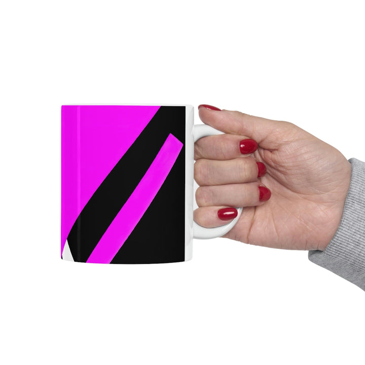 Decorative Ceramic Coffee Mug 11oz and Pink Geometric Pattern