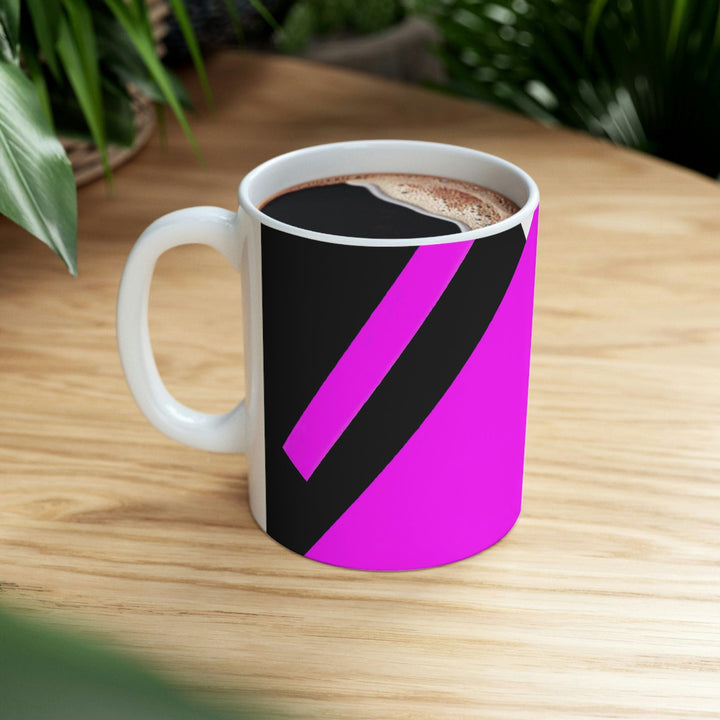 Decorative Ceramic Coffee Mug 11oz and Pink Geometric Pattern