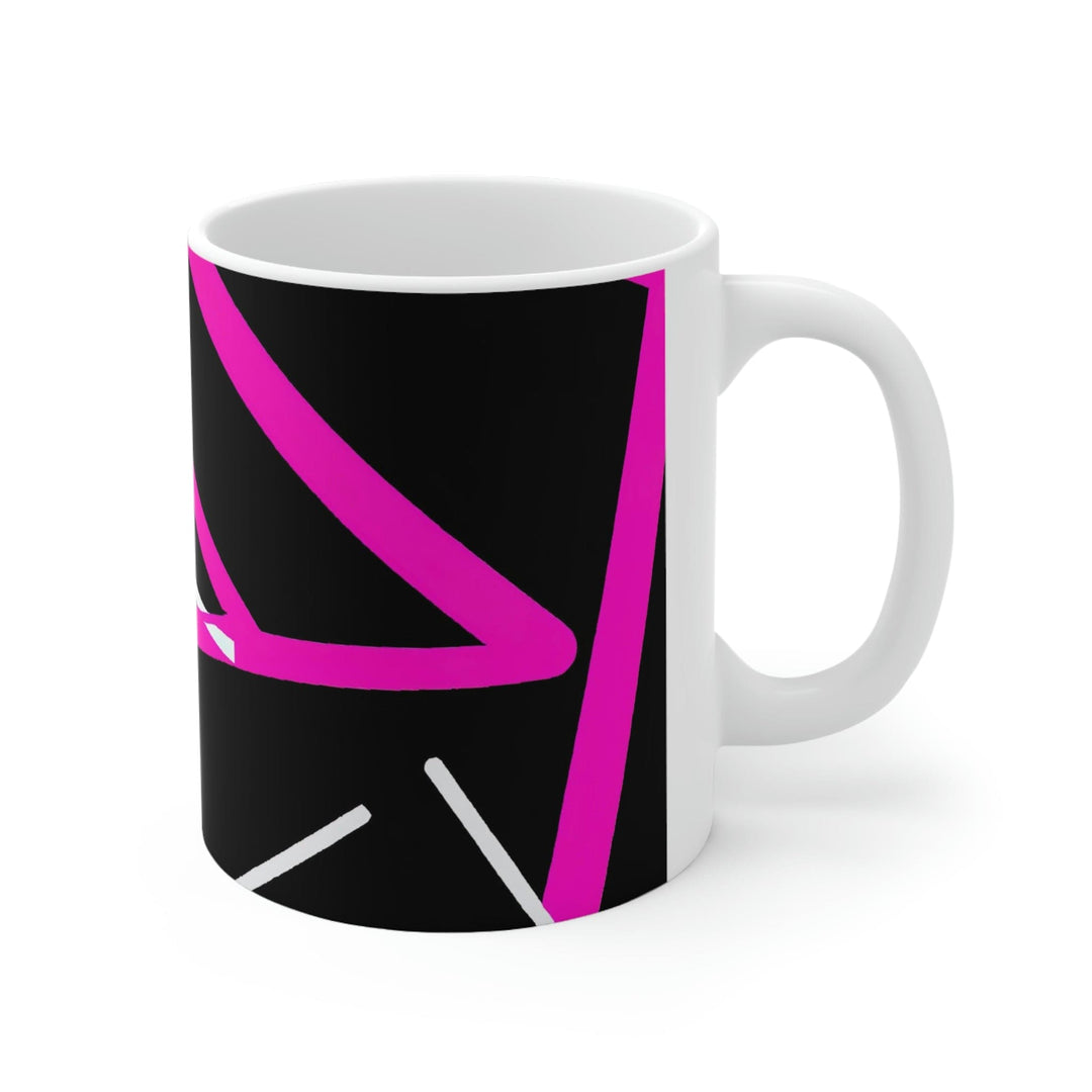 Decorative Ceramic Coffee Mug 11oz and Pink Geometric Pattern