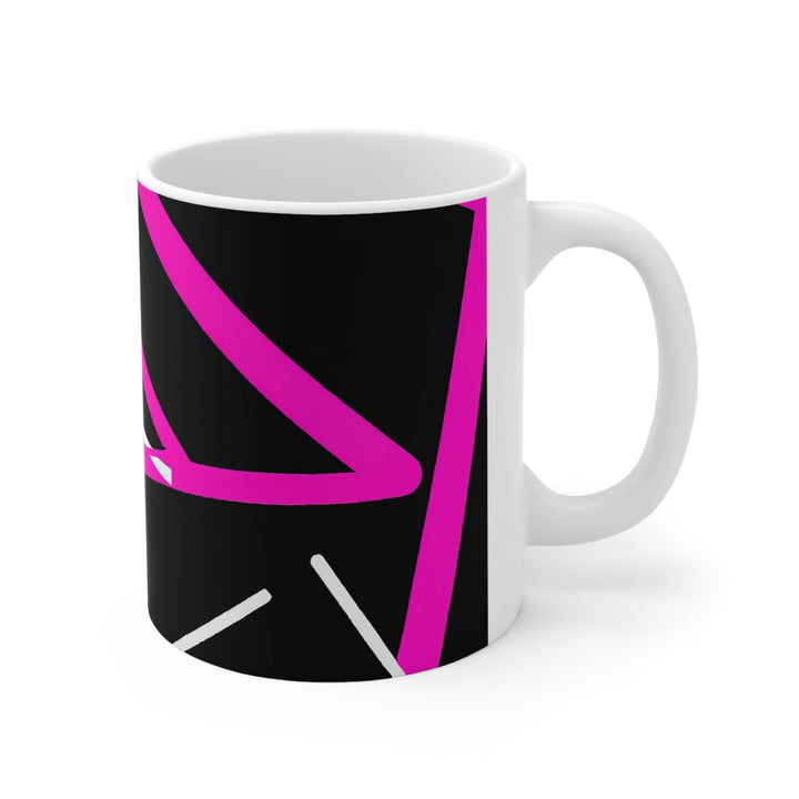 Decorative Ceramic Coffee Mug 11oz and Pink Geometric Pattern