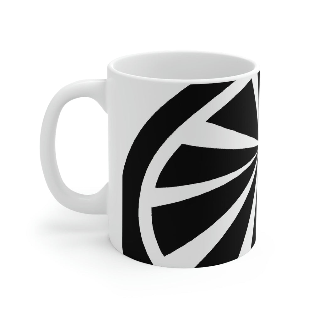 Decorative Ceramic Coffee Mug 11oz and White Geometric Pattern