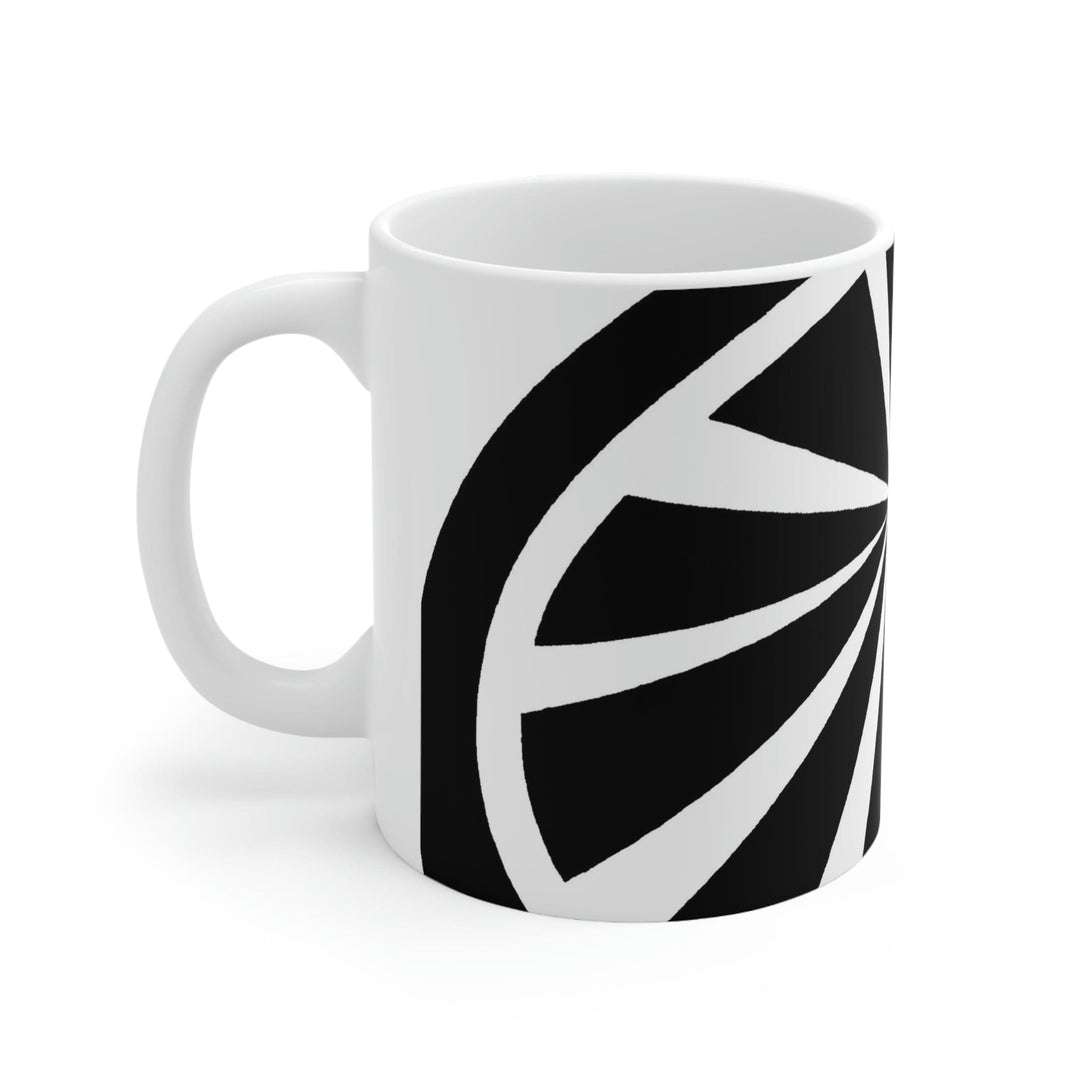 Decorative Ceramic Coffee Mug 11oz and White Geometric Pattern