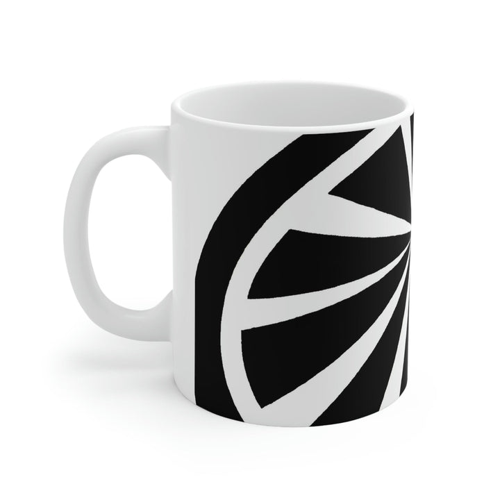 Decorative Ceramic Coffee Mug 11oz and White Geometric Pattern