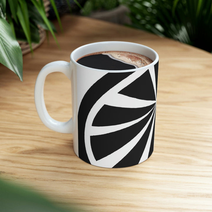 Decorative Ceramic Coffee Mug 11oz and White Geometric Pattern