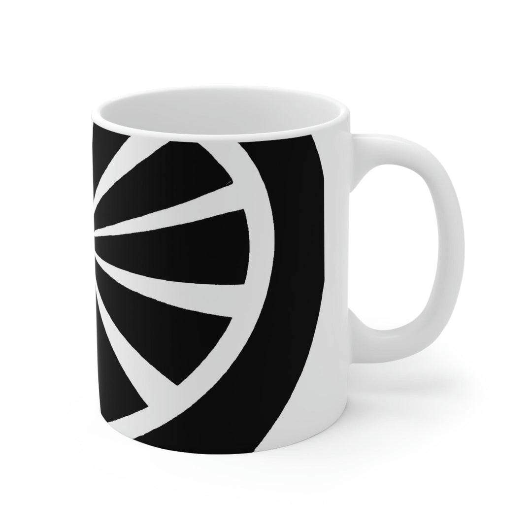 Decorative Ceramic Coffee Mug 11oz and White Geometric Pattern