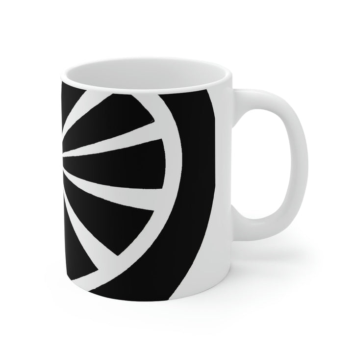 Decorative Ceramic Coffee Mug 11oz and White Geometric Pattern