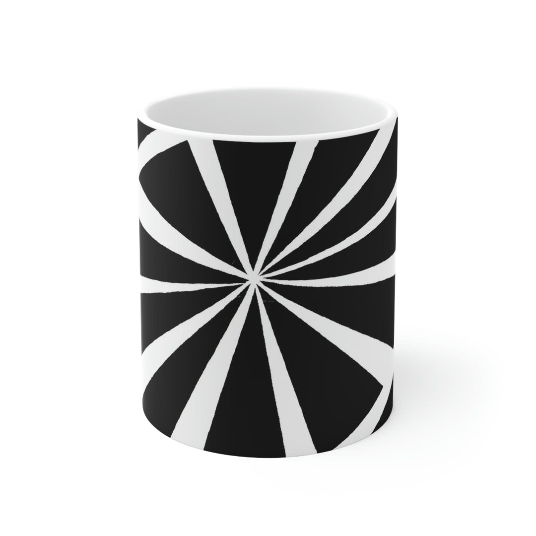 Decorative Ceramic Coffee Mug 11oz and White Geometric Pattern