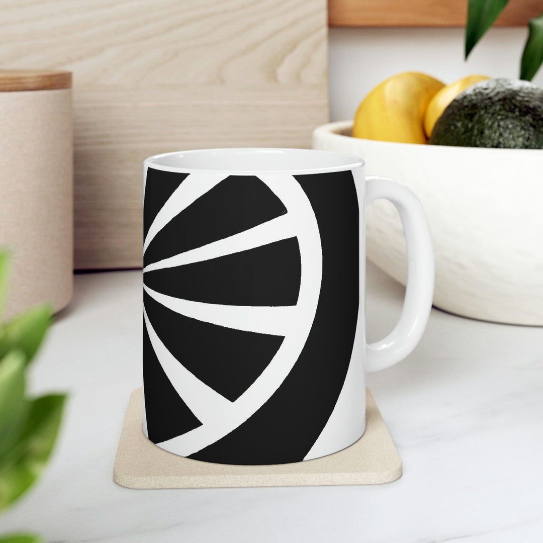 Decorative Ceramic Coffee Mug 11oz and White Geometric Pattern