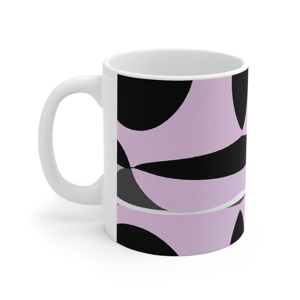 Decorative Ceramic Coffee Mug 11oz - Geometric Lavender and Black Pattern