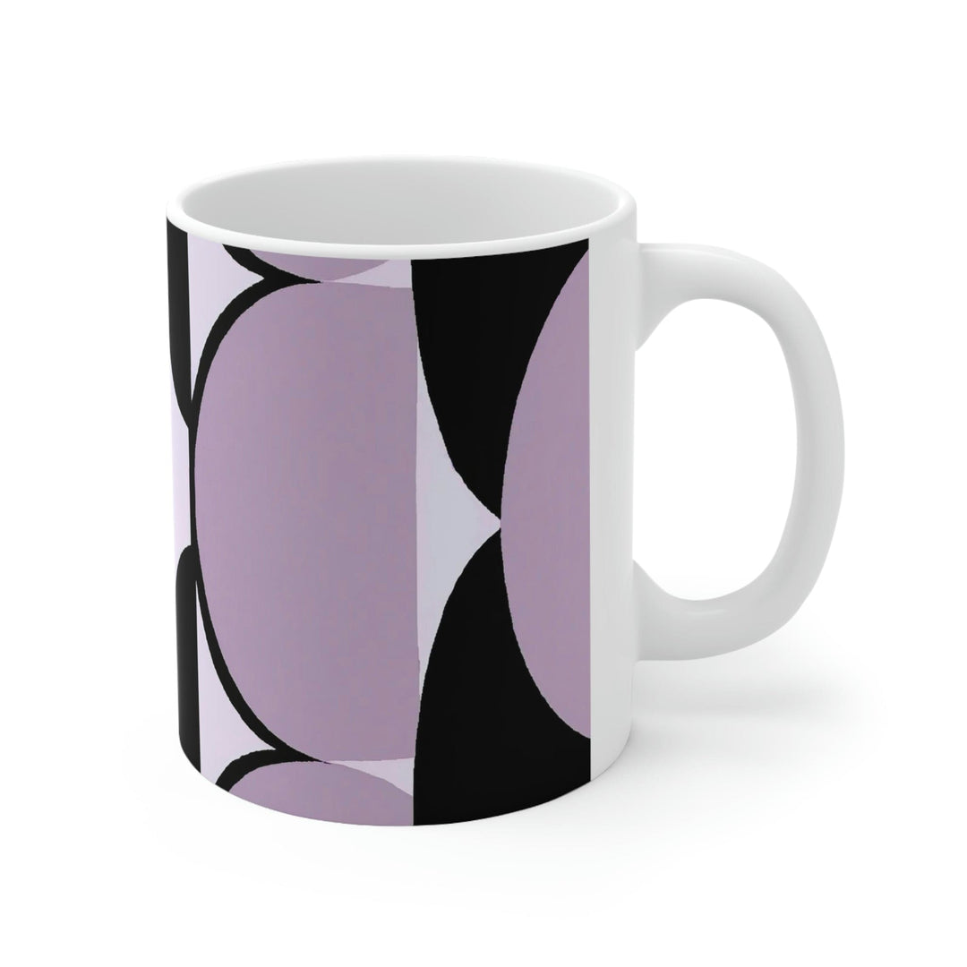 Decorative Ceramic Coffee Mug 11oz - Geometric Lavender and Black Pattern