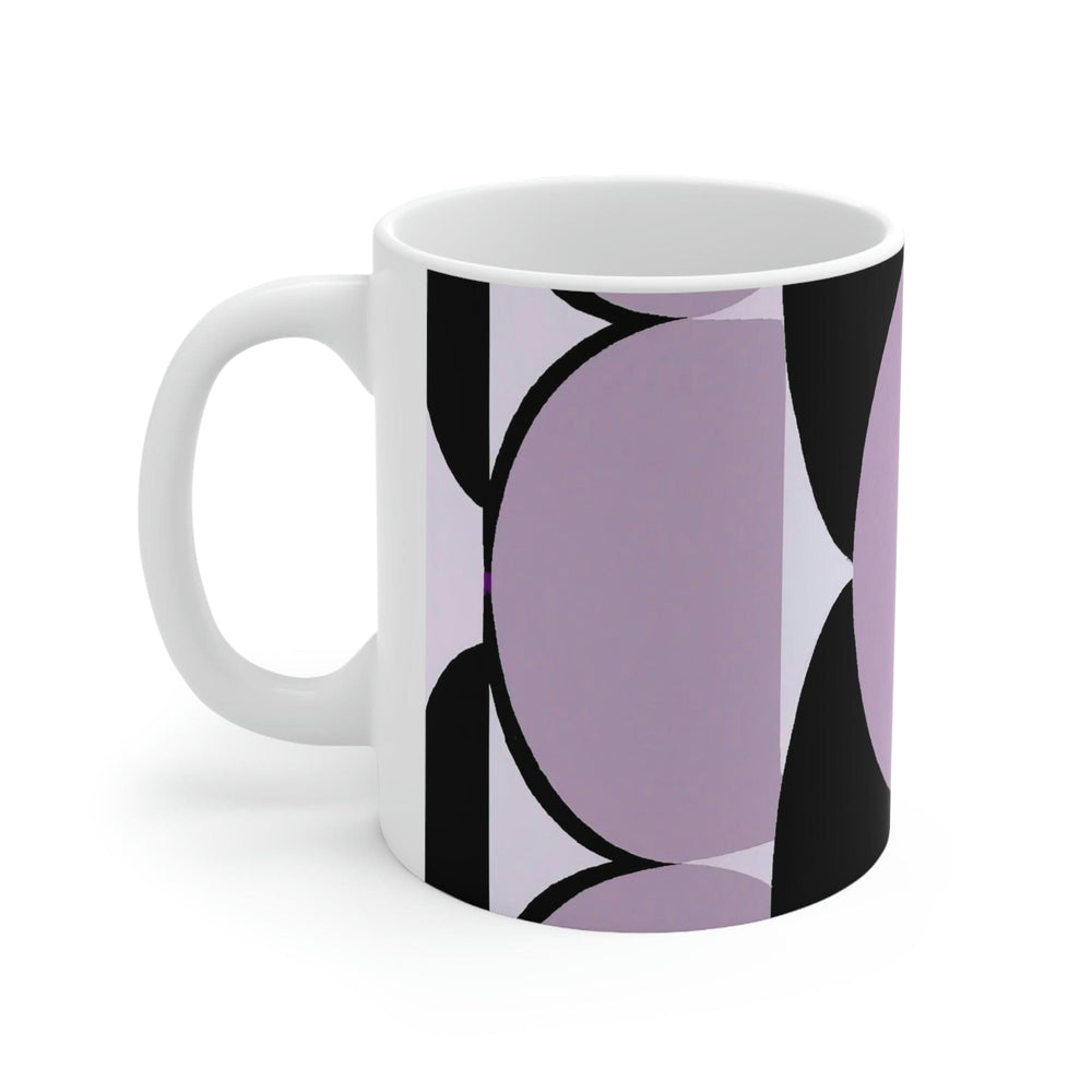 Decorative Ceramic Coffee Mug 11oz - Geometric Lavender and Black Pattern