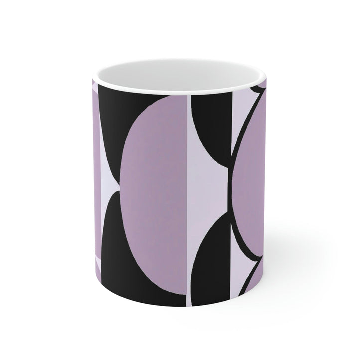 Decorative Ceramic Coffee Mug 11oz - Geometric Lavender and Black Pattern