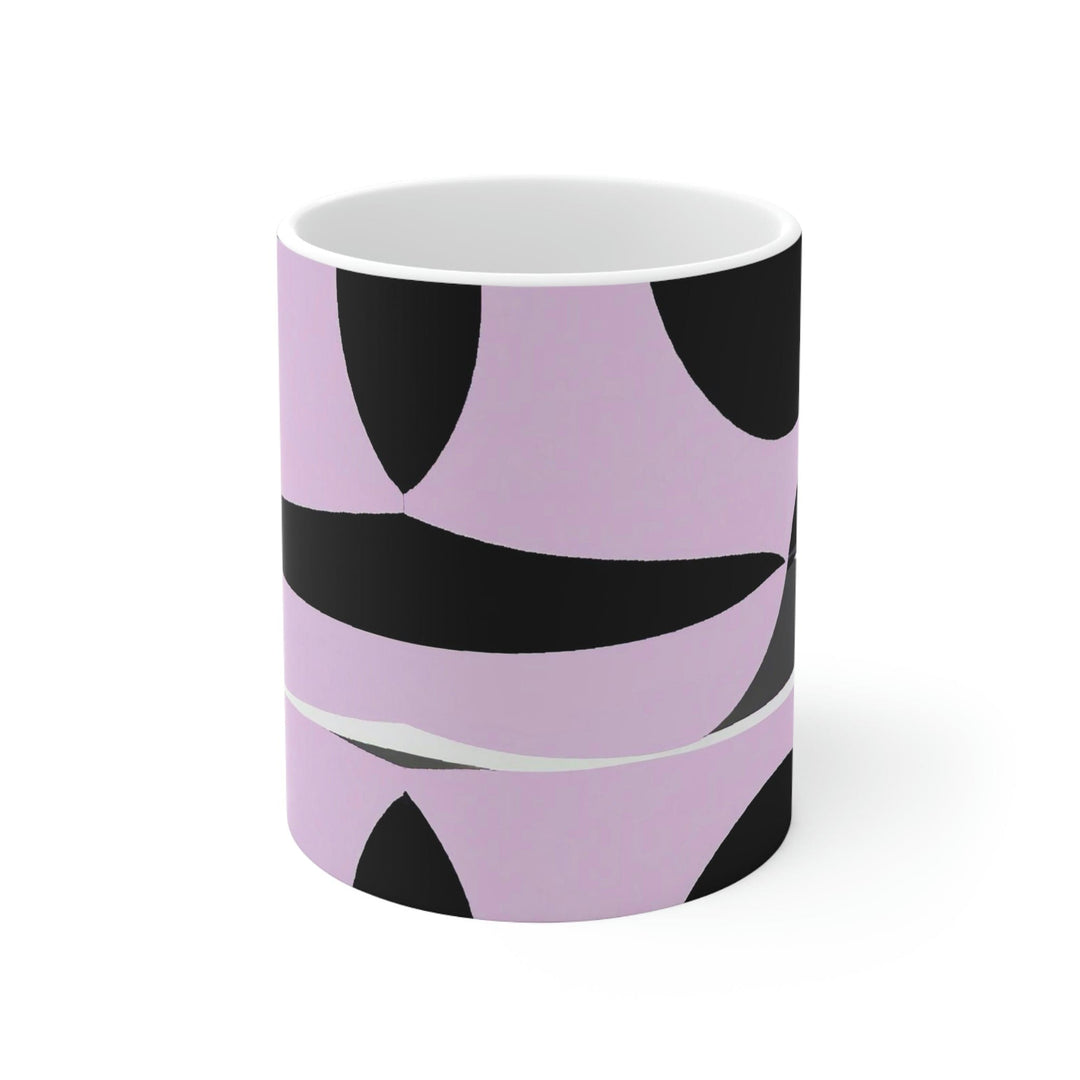 Decorative Ceramic Coffee Mug 11oz - Geometric Lavender and Black Pattern