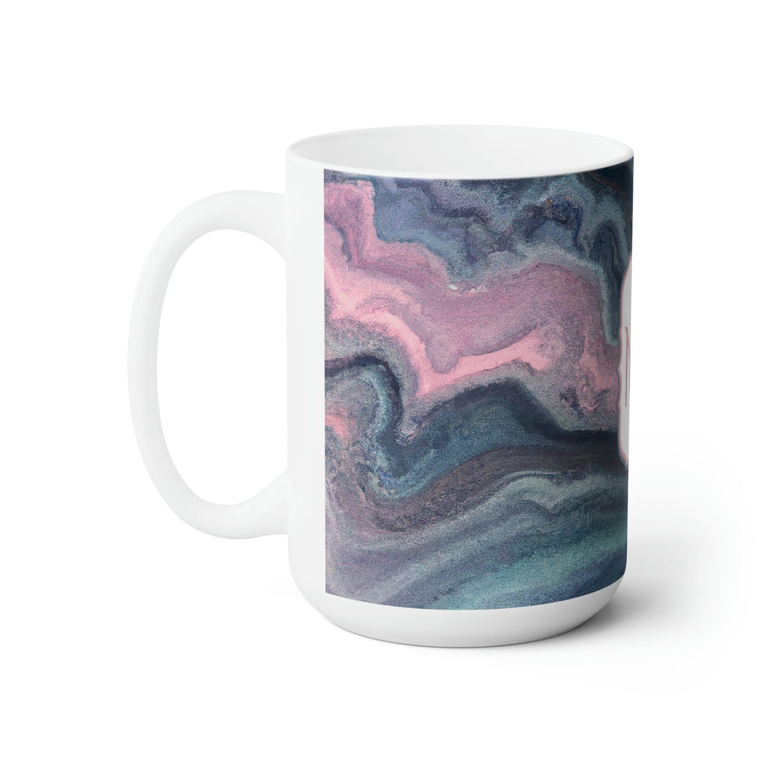 Decorative Ceramic Mug 15oz - Navy Blue Marble Swirl Pattern - Decorative