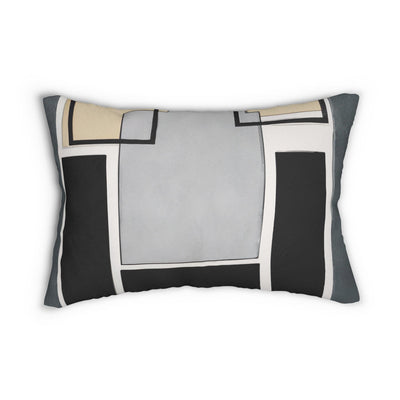Decorative Lumbar Throw Pillow - Abstract Black Grey Brown Geometric